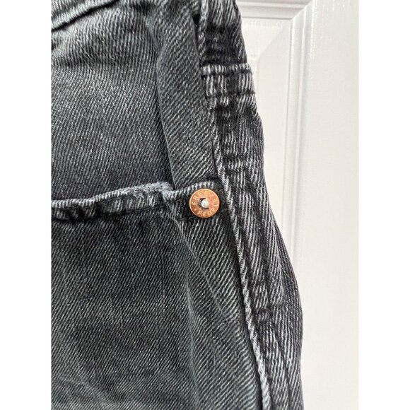 We The Free High-Waisted Black Denim Mini Skirt With Frayed Hem & Front Zipper C - Picture 3 of 9